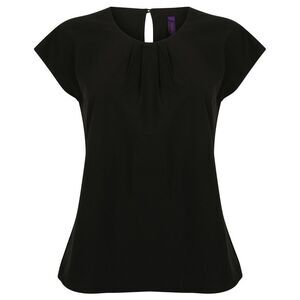 Henbury Womens/Ladies Pleated Blouse / Black